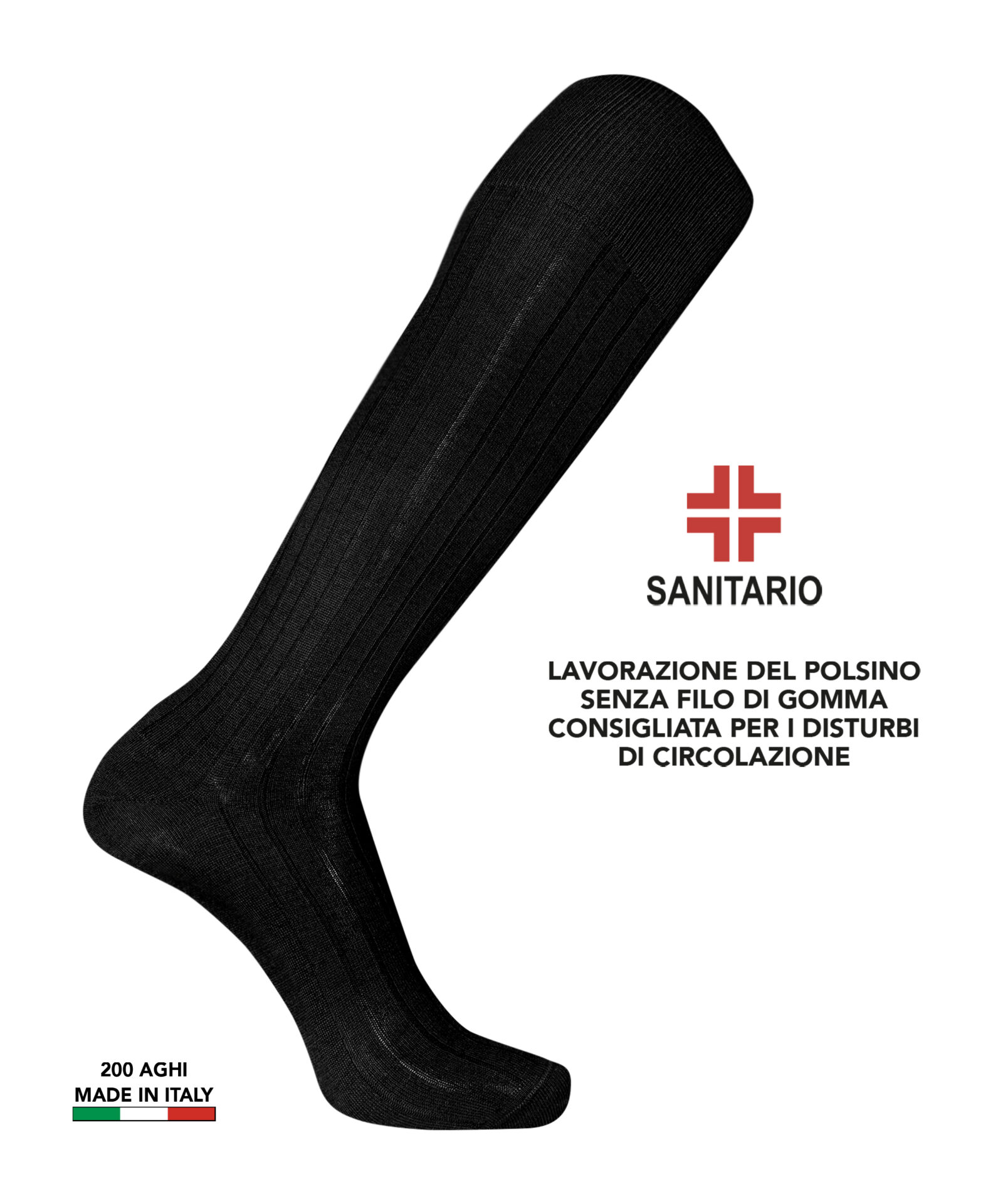 Calza lunga sanitaria uomo a costine Pierre Cardin