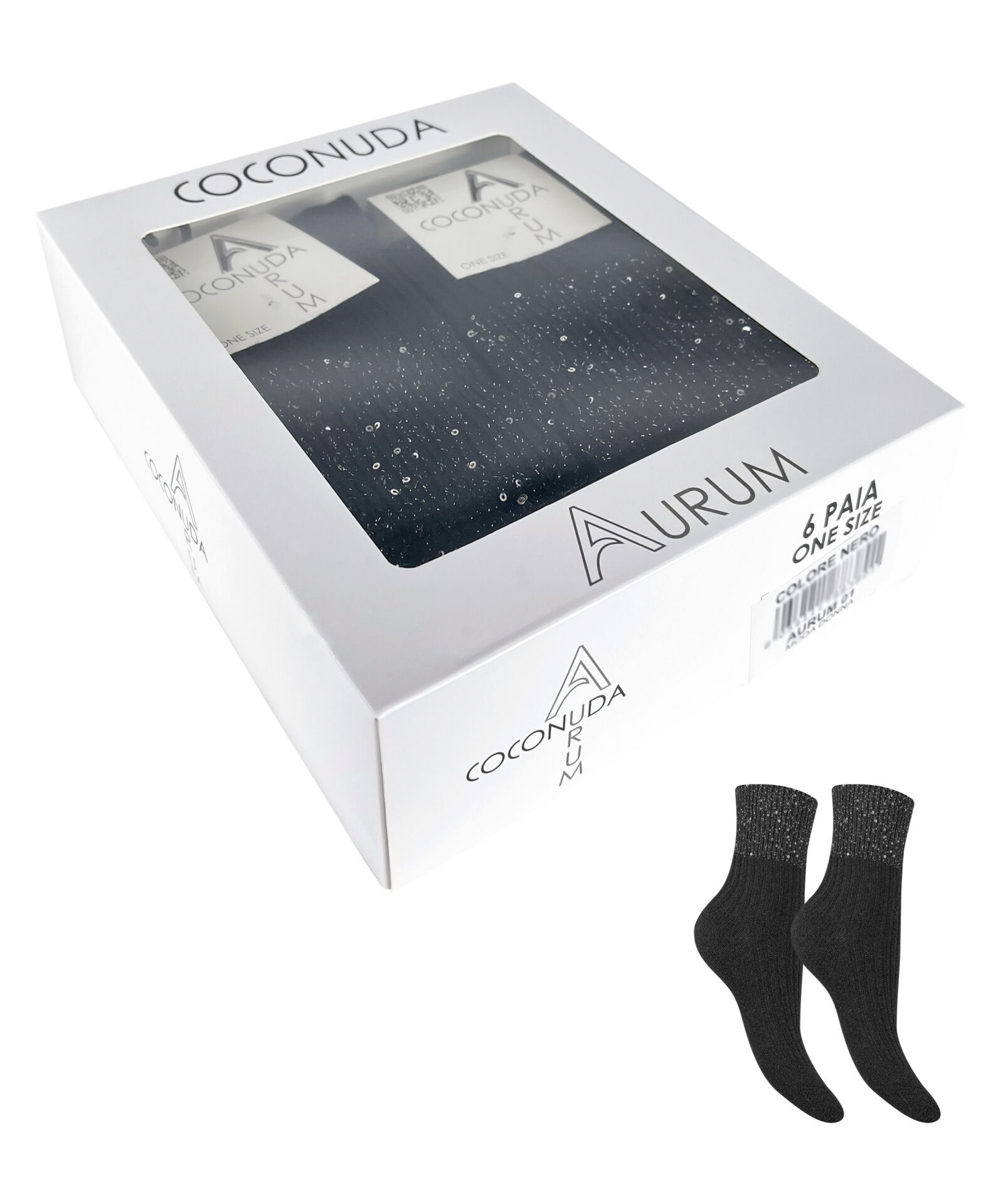 Box regalo calza corta glitter da donna Coconuda