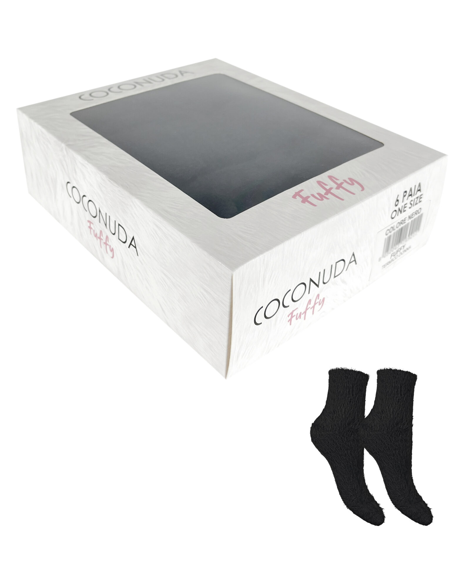 Coconuda-fuffy-box-regalo-calze-invernali-pelose-donna-nero Box regalo calza invernale pelosa da donna Coconuda