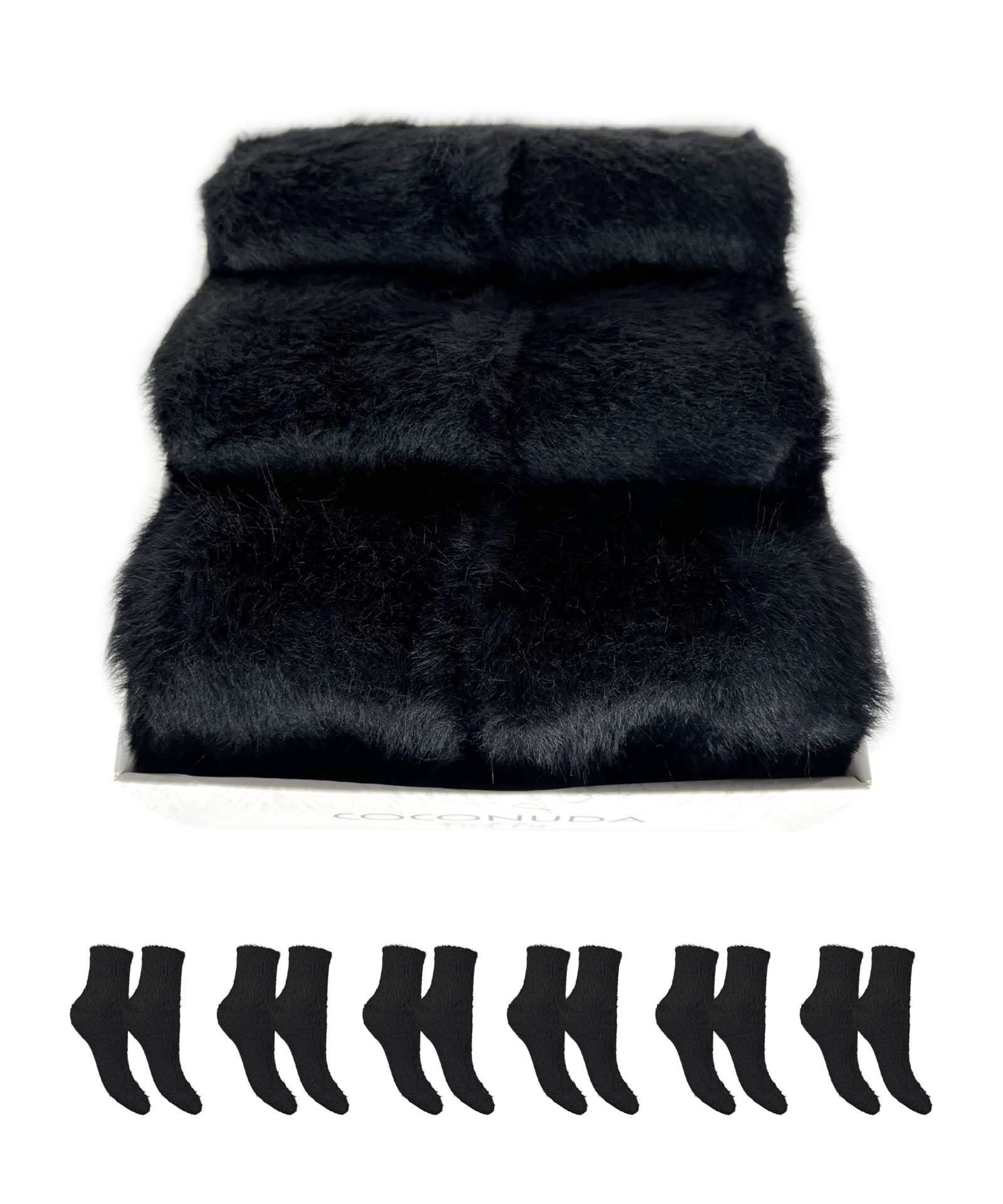 Coconuda-fuffy-box-regalo-calze-invernali-pelose-donna-nero-2 Box regalo calza invernale pelosa da donna Coconuda